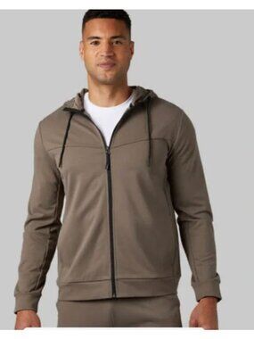 32 degree Heat Cool Lightweight Men's Hoodie Jacket in Taupe SMALL